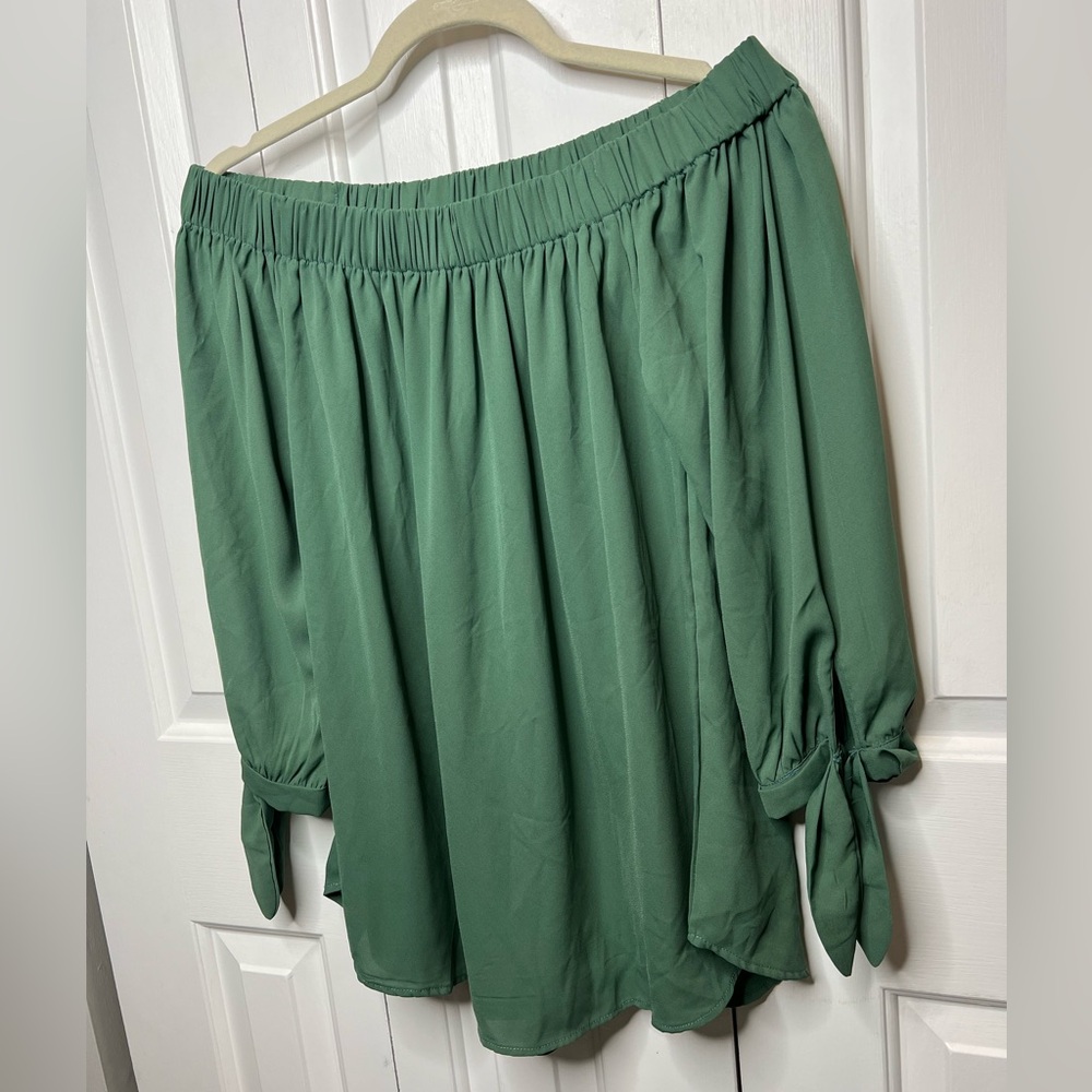 Off-the-Shoulder Tie Blouse